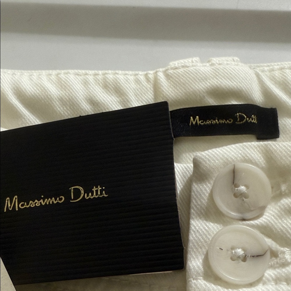 Massimo Dutti Ivory Trousers with Button Accents